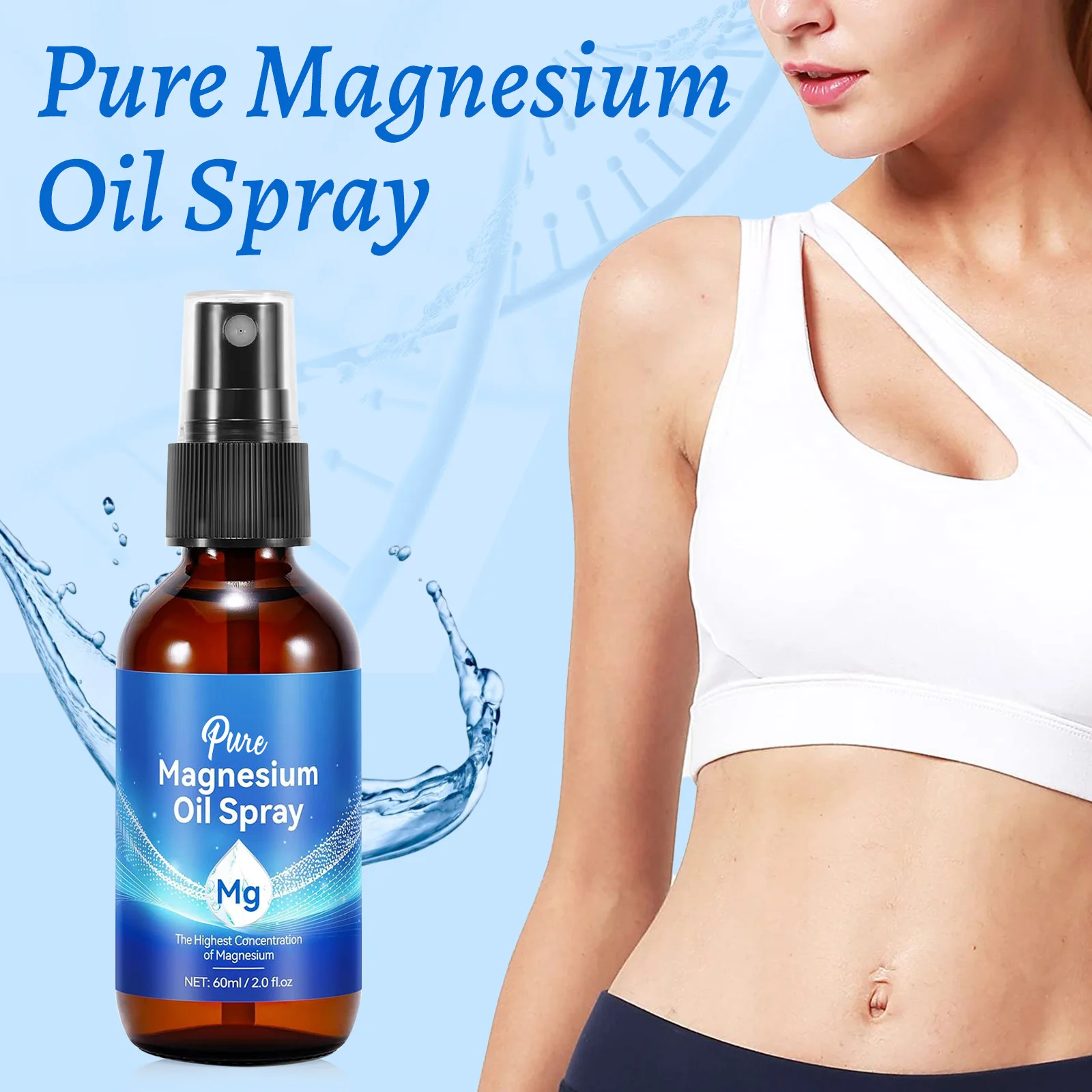 Bath Salts Magnesium - สเปรย์น้ำมันแมกนีเซียม 60 มล. บรรเทาอาการปวดกล้ามเนื้อ ช่วยให้นอนหลับสบาย บรรเทาอาการปวดข้อ