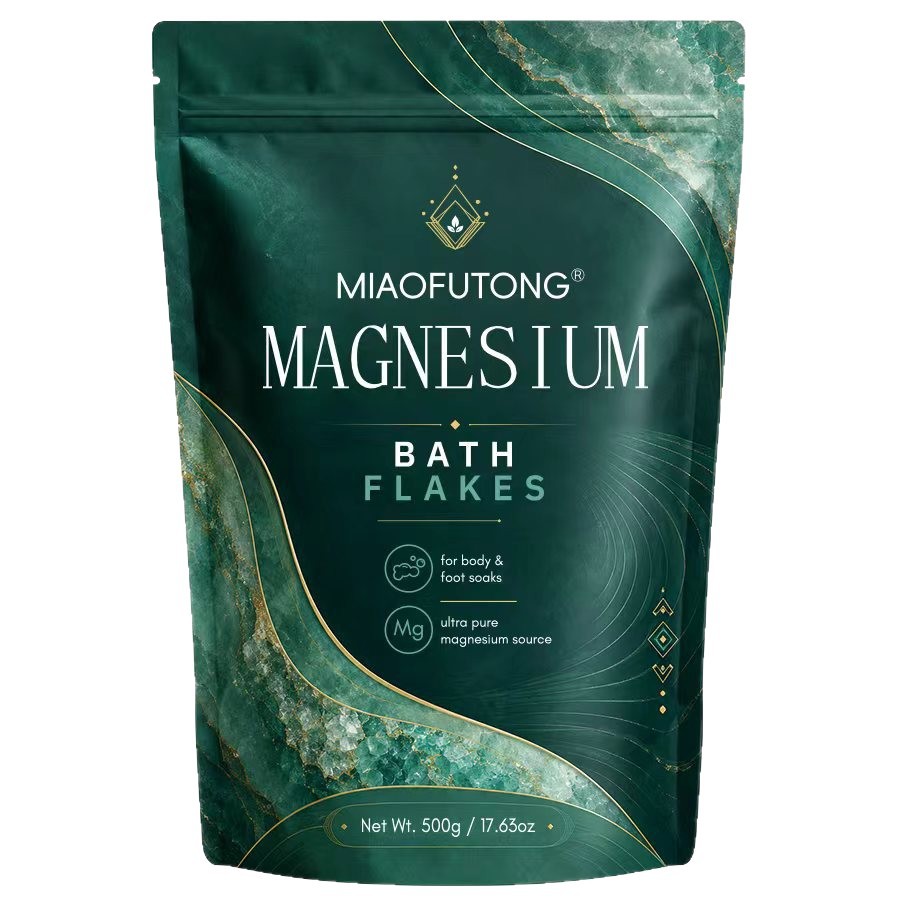 Bath Salts Magnesium - เกลือแร่แมกนีเซียมสำหรับแช่ตัว 500 กรัม ช่วยบรรเทาความเมื่อยล้า แมกนีเซียมคลอไรด์ชนิดเกล็ด บรรจุในถุง