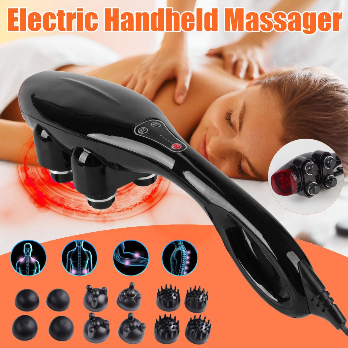 Scalp Massager Electric - สี่หัวที่มีประสิทธิภาพ Multifunctional แข็งแรง King Massager,คอ,เอวและขา,ร่างกายไฟฟ้านวด Stick