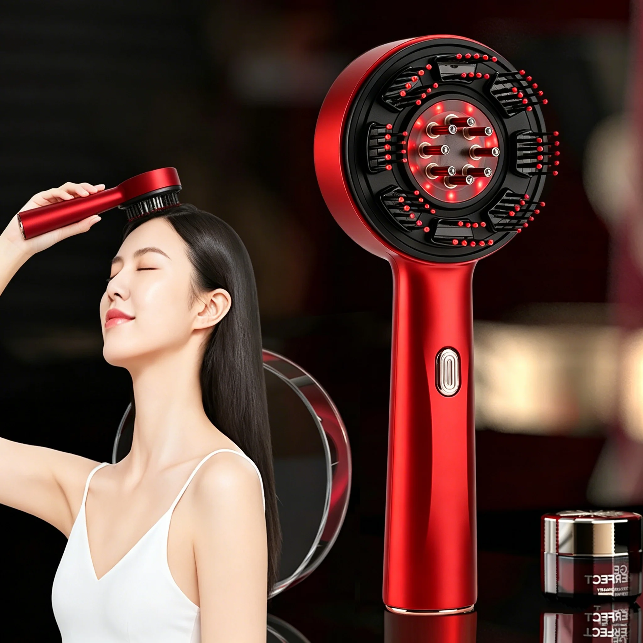 Scalp Massager Electric - หวีนวดไฟฟ้าแบบพกพา หวีกระตุ้นรูขุมขน ที่ทาออยล์บำรุงหนังศีรษะ เครื่องนวดศีรษะระบบสั่น ช่วยเร่งการเจริญเติบโตของเส้นผม ป้องกันผมร่วง