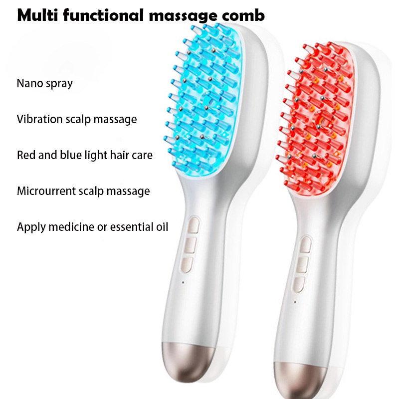Scalp Massager Electric - สเปรย์ไฟฟ้านวดหวีสีแดงสีฟ้าผมหนังศีรษะ Liquid ยา Atomizing หวี Anti